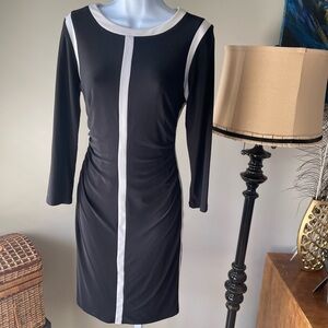 Ralph Lauren Black Sheath Midi Dress Long Sleeve Crew Neck